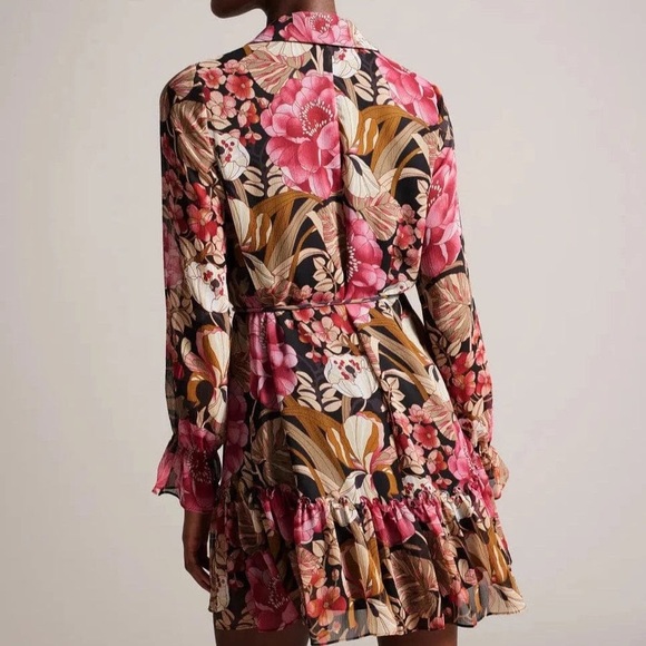 TED BAKER LONDON | Cecihly Ruffled Mini Dress With Metal Ball Trim Sz US 8 - Picture 2 of 7